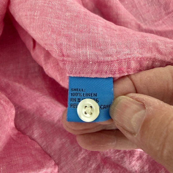 J MCLAUGHLIN BRITT 100% LINEN SHIRT BUTTON FRONT BREATHABLE PREPPY CASUAL PINK S - Picture 8 of 10